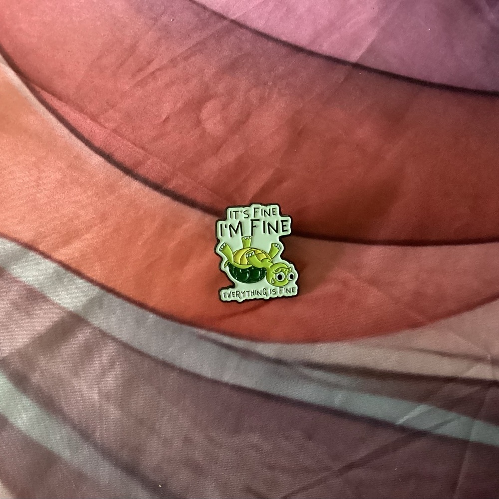 Turtle Enamel Pin - I'm Fine Design - Picture 4 of 4